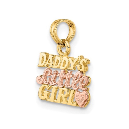 14K Yelllow and Rose Gold Daddys Little Girl Charm Pendant