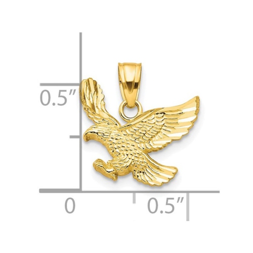 10K Yellow Gold Eagle Charm Pendant Necklace with Chain