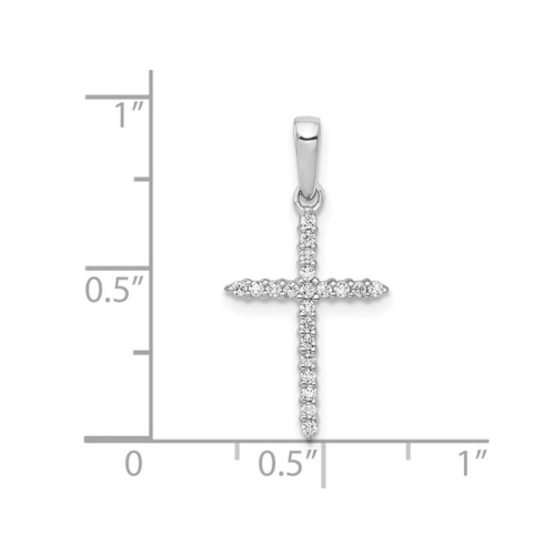 Collier en or blanc 10K ct avec chaîne à pendentif en croix avec diamant 1/6&nbsp;carat
