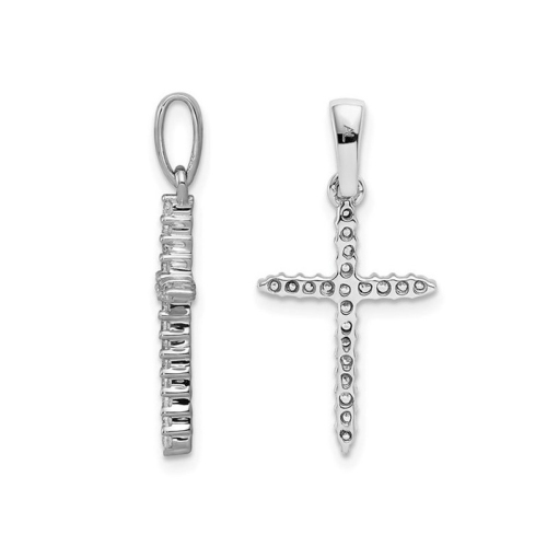 Collier en or blanc 10K ct avec chaîne à pendentif en croix avec diamant 1/6&nbsp;carat