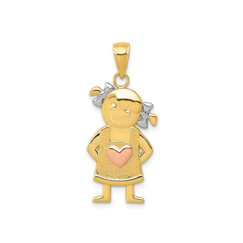 Pendentif à breloque texturée en or jaune 10K ct poli pour fille