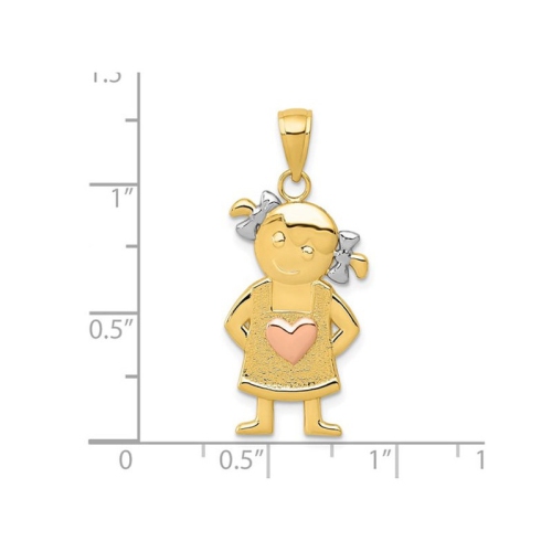 Pendentif à breloque texturée en or jaune 10K ct poli pour fille