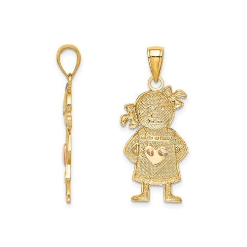 Pendentif à breloque texturée en or jaune 10K ct poli pour fille