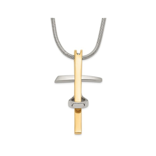 Mens Stainless Steel Cross Pendant Necklace with Chain