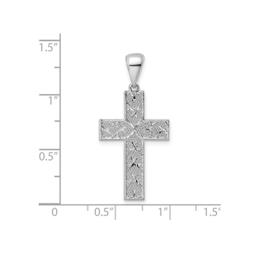 Sterling Silver Diamond Cut Cross Pendant Necklace with Chain
