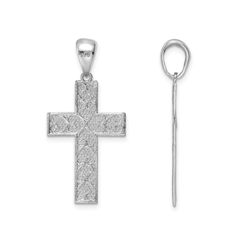 Sterling Silver Diamond Cut Cross Pendant Necklace with Chain