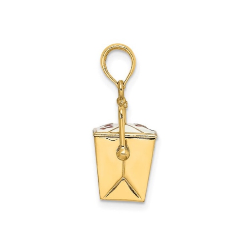 14K Yellow Gold Moveable Chinese Take-Out Box Charm Pendant