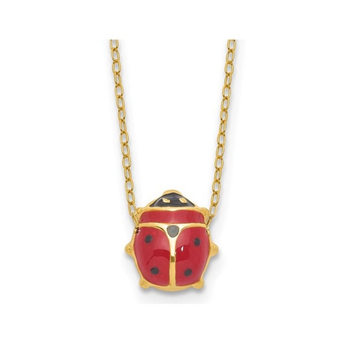 GEM AND HARMONY  14K Gold Ladybug Necklace With 17 Inch Chain In Yellow
