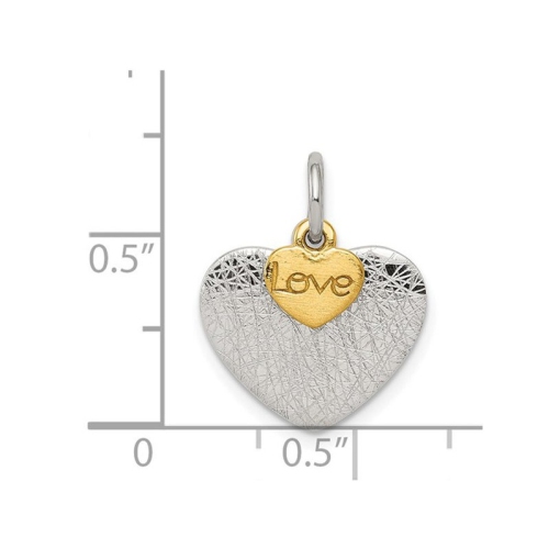 Sterling Silver Textured LOVE Heart Pendant Necklace with Chain