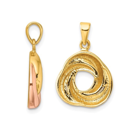 Sterling Silver and Rose Gold Plated Knot Pendant Necklace with Chain