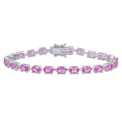 Image 1 of 5.. 13.34 Carat Lab-Created Pink Sapphire Bracelet in Sterling Silver (7.25 Inches)