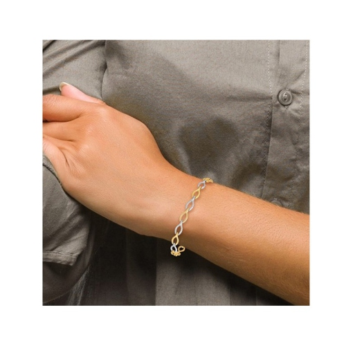 10K Yellow and White Gold Two-tone Polished Link Bracelet