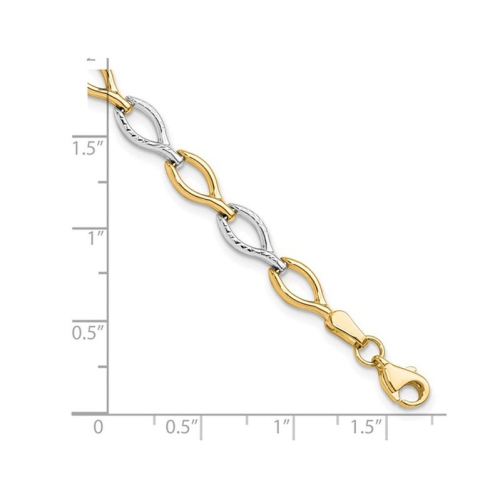10K Yellow and White Gold Two-tone Polished Link Bracelet