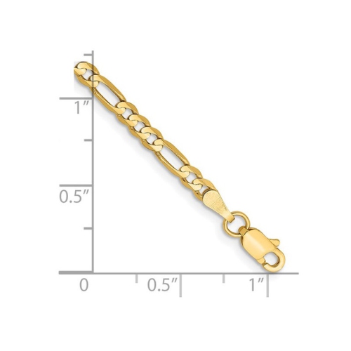 Ladies 3mm Concave Figaro Bracelet 7 Inches in 14K Yellow Gold