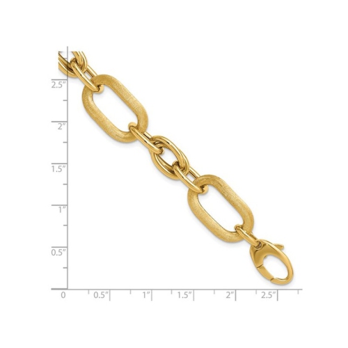 Bracelet femme à maillons en or jaune 14K ct satiné et poli