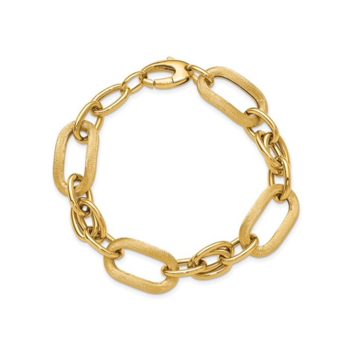Bracelet femme à maillons en or jaune 14K ct satiné et poli