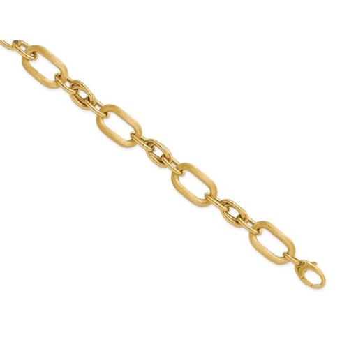 Bracelet femme à maillons en or jaune 14K ct satiné et poli