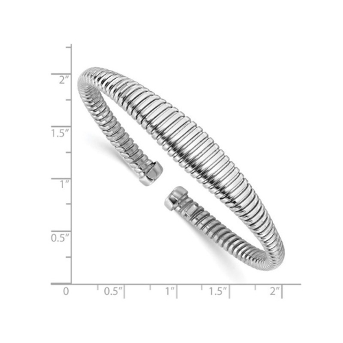 Sterling Silver Grooved Cuff Bangle Bracelet