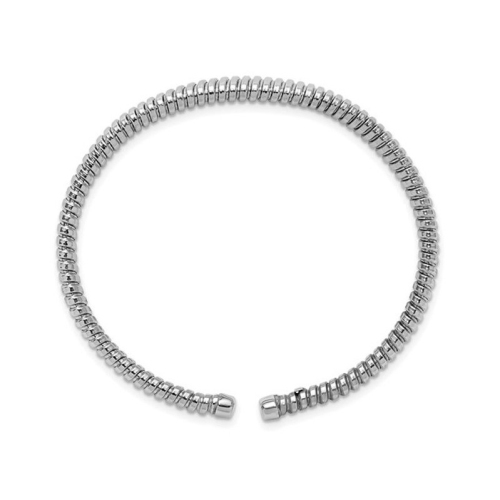 Sterling Silver Grooved Cuff Bangle Bracelet