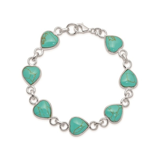 Bracelet turquoise en forme de coeur en argent sterling