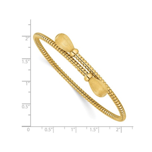 14K Yellow Gold Polished and Brushed Bypass Cuff Bangle Bracelet