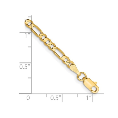 Concave 3mm Figaro Bracelet 8 Inches in 14K Yellow Gold