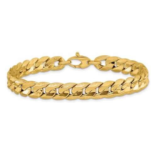 Image 1 of 5.. Mens 14K Yellow Gold Textured Curb Link Bracelet