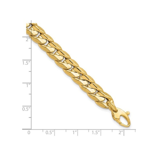 Mens 14K Yellow Gold Textured Curb Link Bracelet