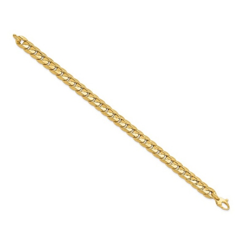 Mens 14K Yellow Gold Textured Curb Link Bracelet