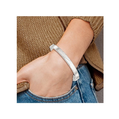 Sterling Silver striped Hinged Bangle Bracelet