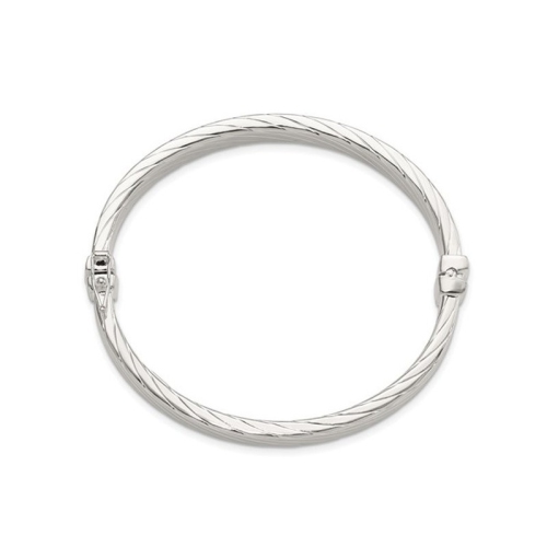 Sterling Silver striped Hinged Bangle Bracelet