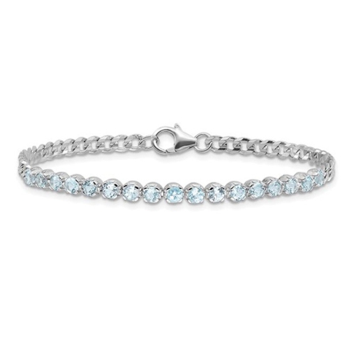 Image 1 of 4.. 2.21 Carat Blue Topaz Bracelet in Sterling Silver (7.50 Inches)