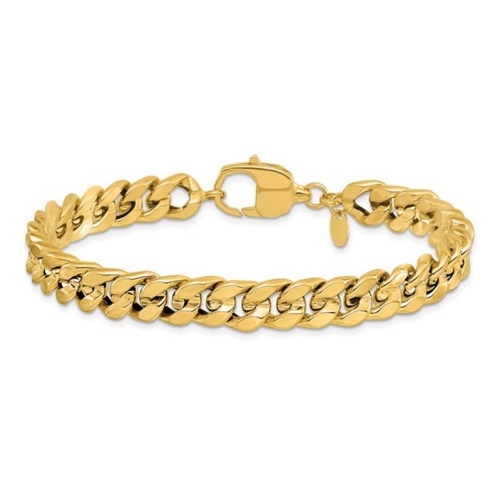 GEM AND HARMONY  Mens 14K Gold Polished Curb Link Bracelet (8 Inches) In Yellow