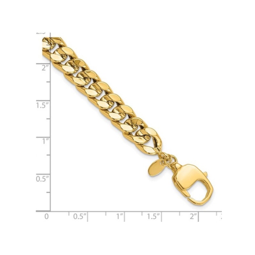 Mens 14K Yellow Gold Polished Curb Link Bracelet