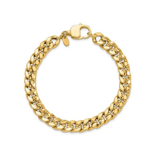 Mens 14K Yellow Gold Polished Curb Link Bracelet