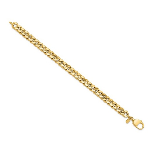 Mens 14K Yellow Gold Polished Curb Link Bracelet