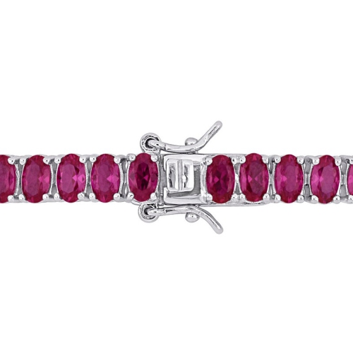 25 Carat Lab-Created Ruby Bracelet in Sterling Silver (7 Inches)