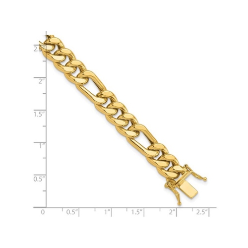 Mens 14K Yellow Gold Polished Figaro Link Bracelet