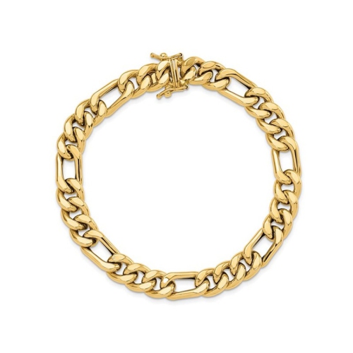 Mens 14K Yellow Gold Polished Figaro Link Bracelet