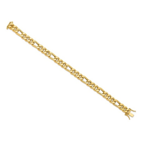 Mens 14K Yellow Gold Polished Figaro Link Bracelet