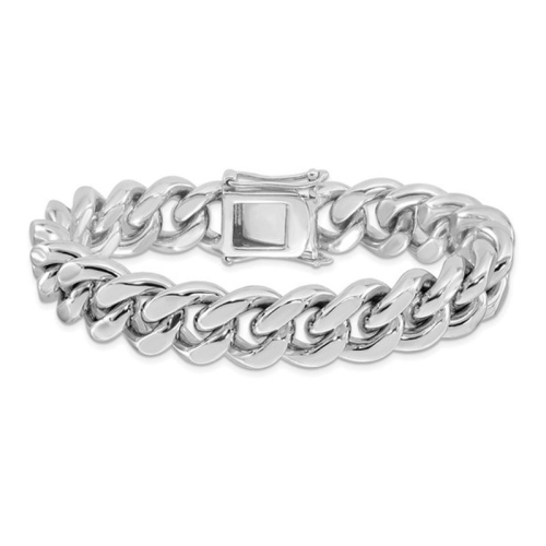 GEM AND HARMONY  Mens Sterling Curb Chain Bracelet 8.5 Inches In Silver