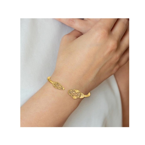 14K Yellow Gold Snake Head Hinged Bangle Bracelet