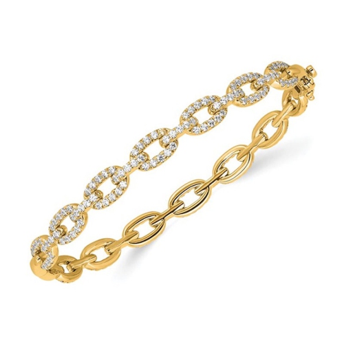GEM AND HARMONY  2.16 Carat (Ctw Vs2-Si1, D-E) Lab-Grown Diamond Link Bracelet In 14K Gold In Yellow