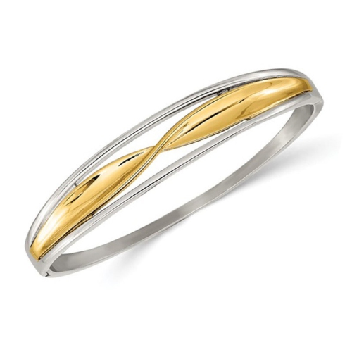 Image 1 de 4.. Bracelet rigide en acier inoxydable plaqué jaune