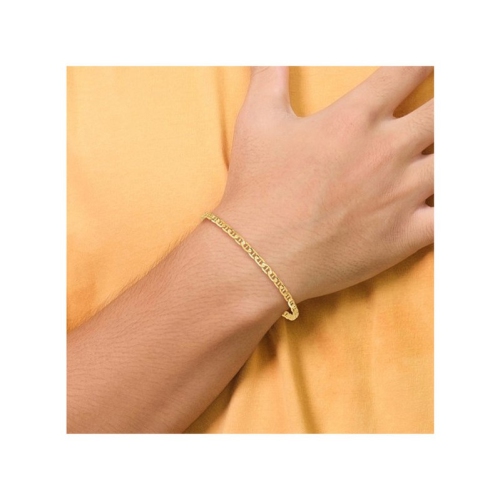 Concave 3mm Anchor Chain Bracelet 8 Inches in 14K Yellow Gold