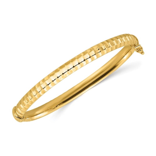 Image 1 de 4.. Bracelet rigide poli à motif strié en or jaune 14K ct