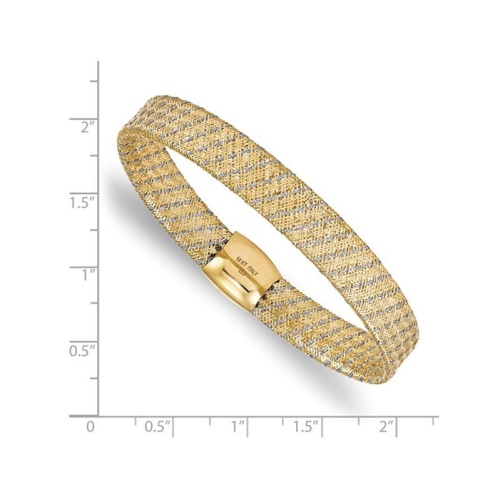 14K Yellow and White Gold Stretch Bangle Bracelet