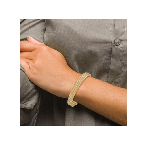 14K Yellow and White Gold Stretch Bangle Bracelet