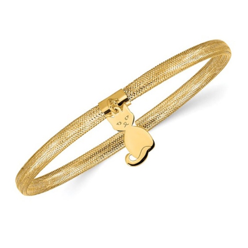 14K Yellow Gold Cat Mesh Stretch Bracelet