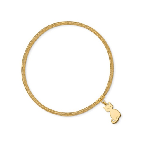 14K Yellow Gold Cat Mesh Stretch Bracelet